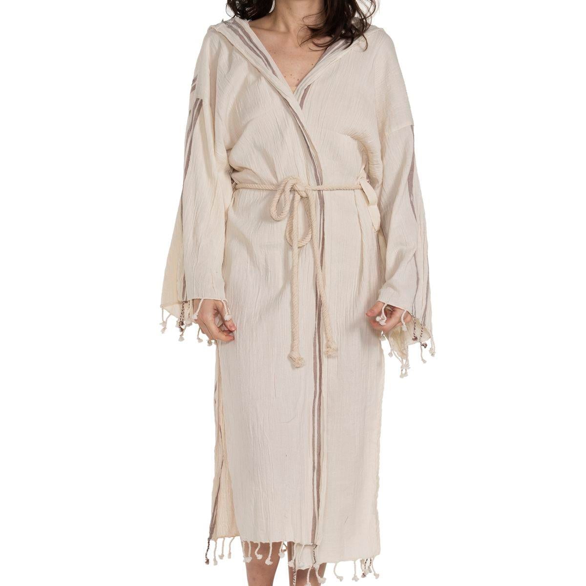 Buse Bathrobe with Hood Natural - Brown