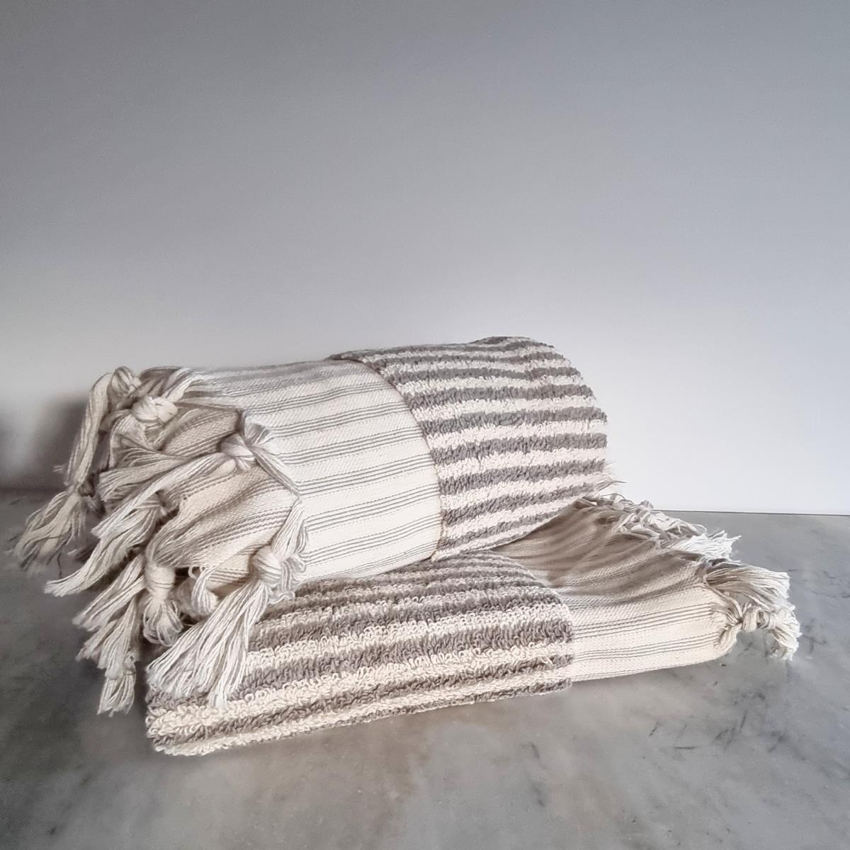 Vertically Striped Towel Natural - Taupe