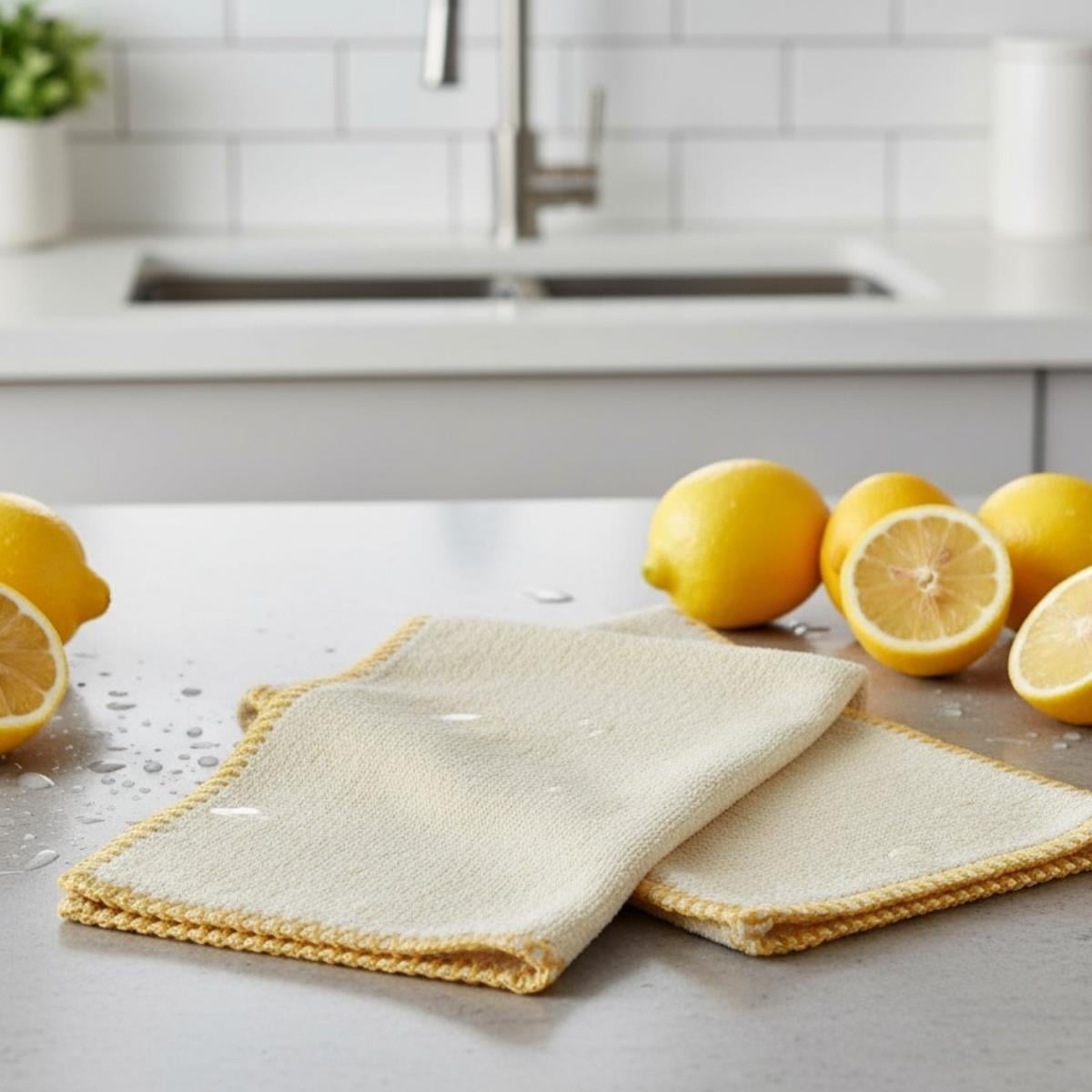 Hand Towel Stitched Peshkir Natural - Yellow