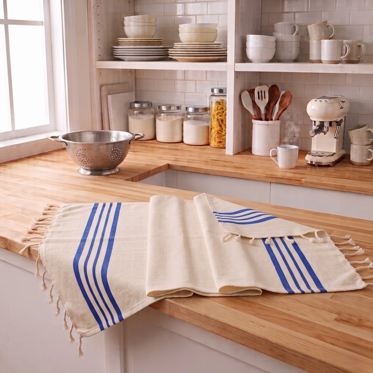 Hand Towel Krem Sultan Peshkir Natural - Royal Blue
