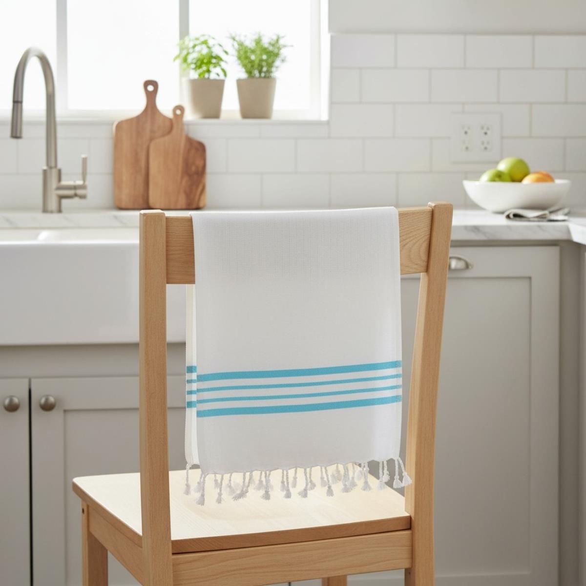 Hand Towel Krem Sultan Peshkir Natural - Turquoise