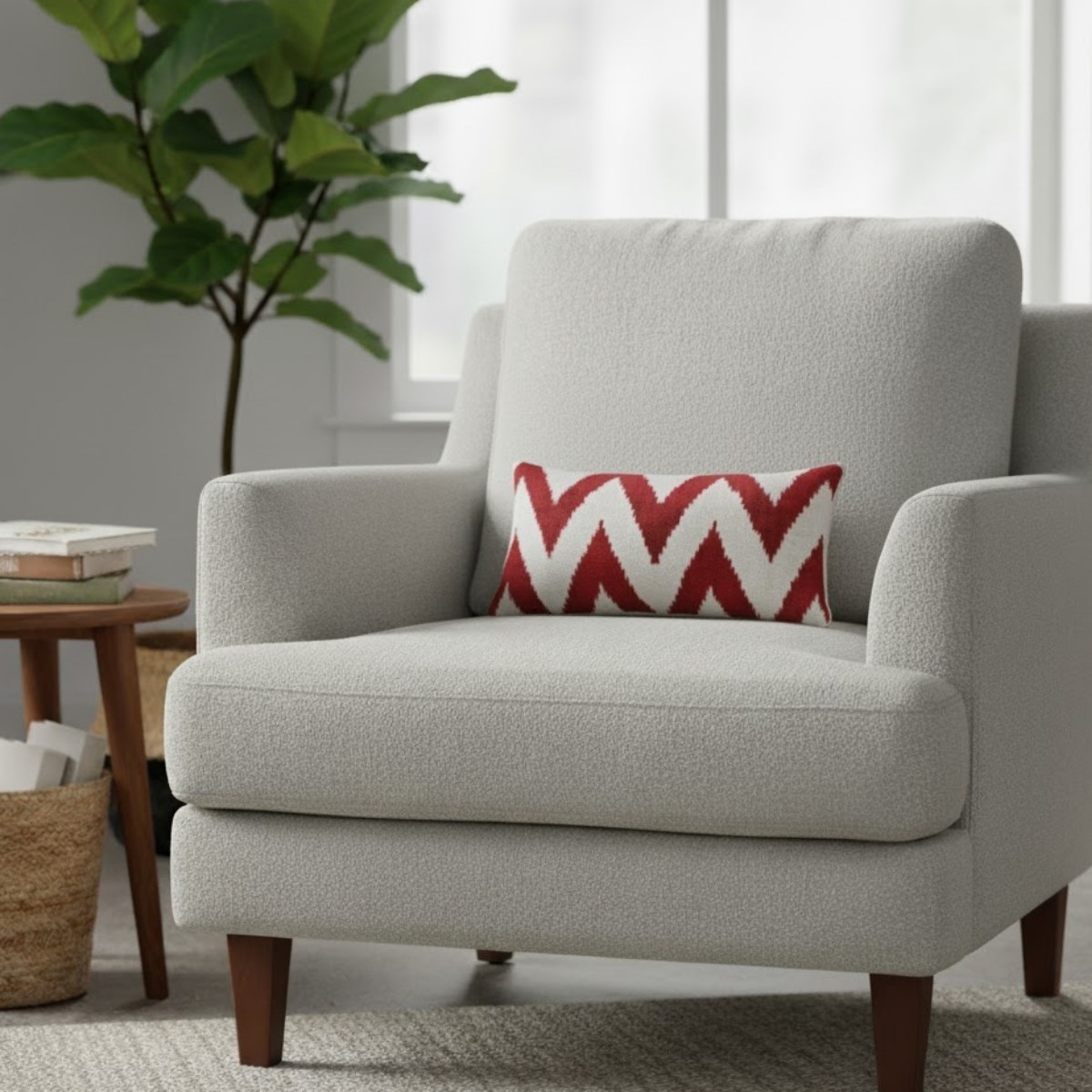 Ikat Ikat Cushion Cover Bordeoux Zıgzag