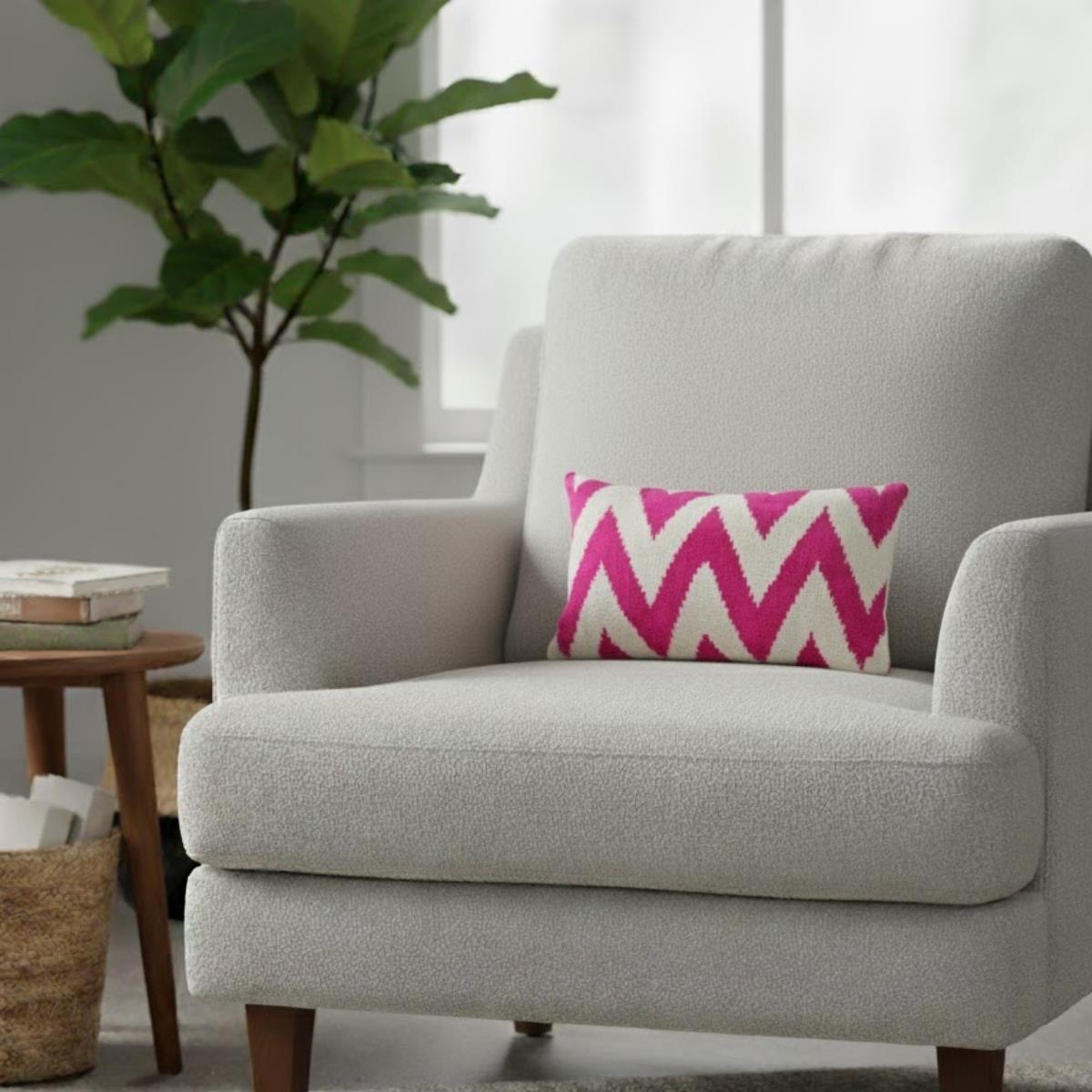 İkat İkat Yastık Kılıfı Fuşya Zıgzag