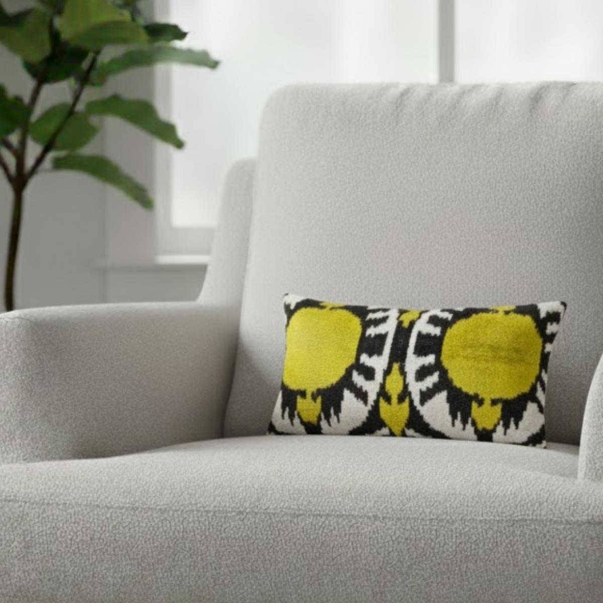 Ikat Ikat Cushion Cover Yellow Nar