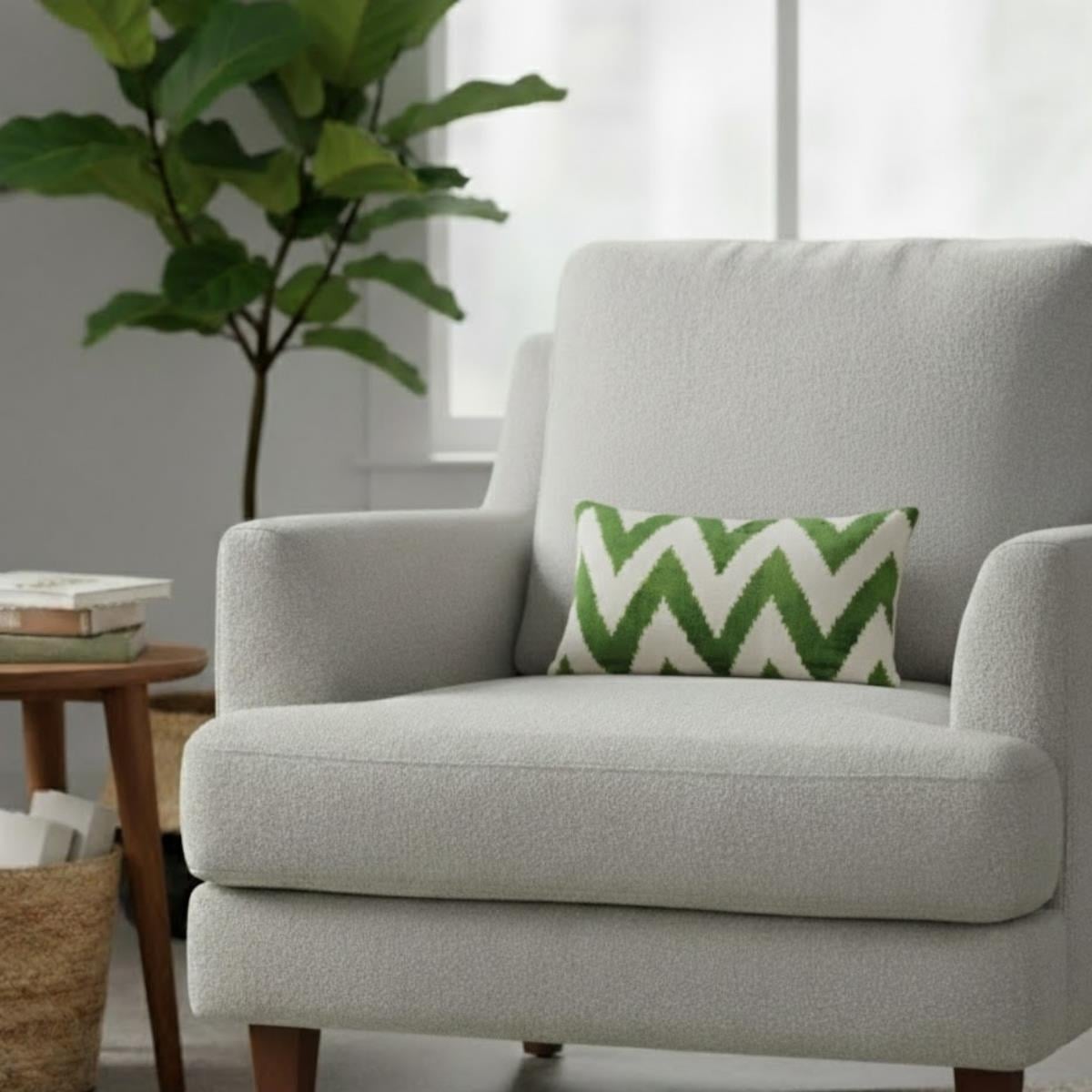 Ikat Ikat Cushion Cover Green Zıgzag