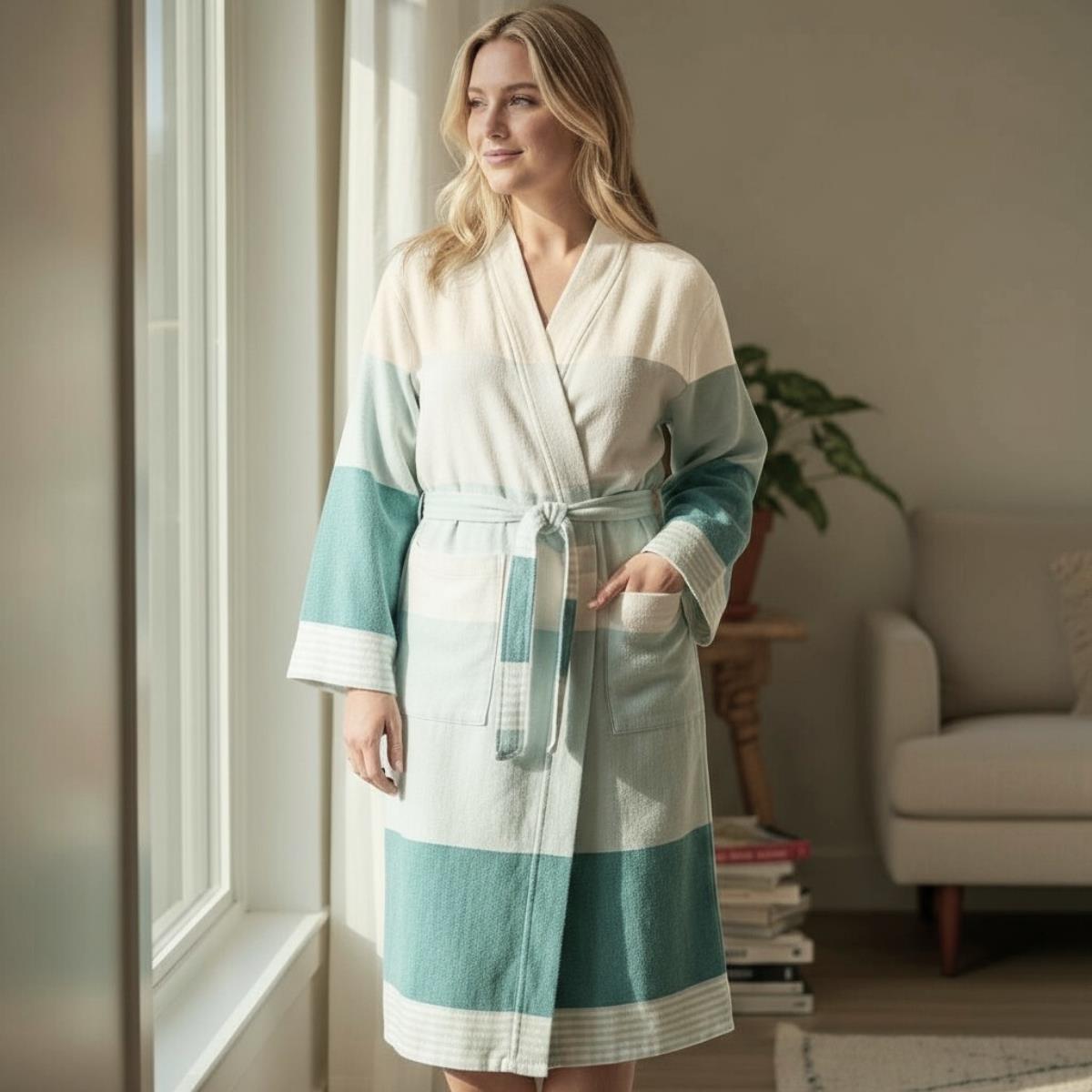 Twin Sultan Bathrobe Kimono Mint Green - Fanfare Green - Natural
