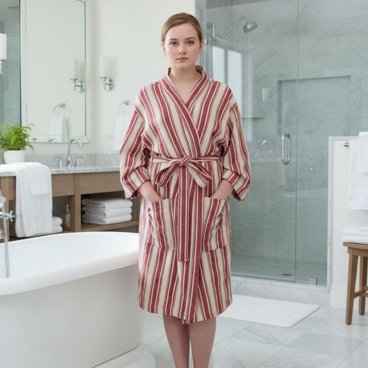 Karakız Kimono Yaka Bornoz Bordo