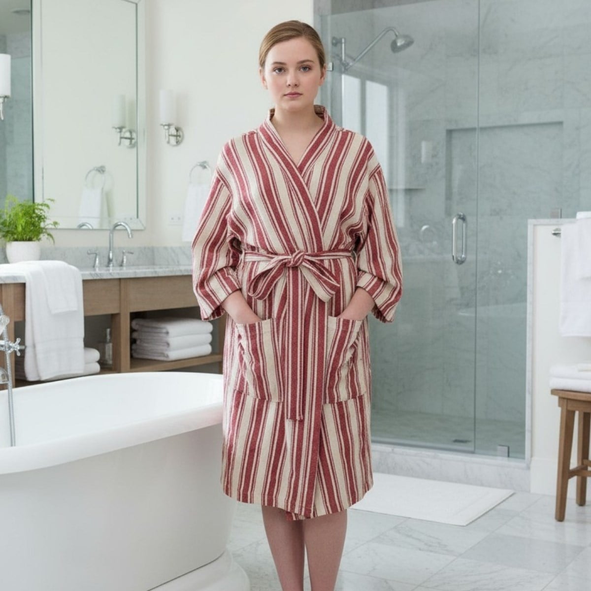 Karakız Bathrobe Kimono Bordeaux