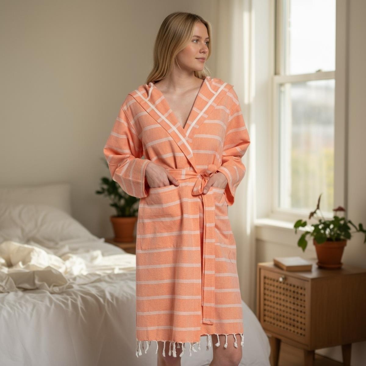 Kokosh Bathrobe with Hood Orange