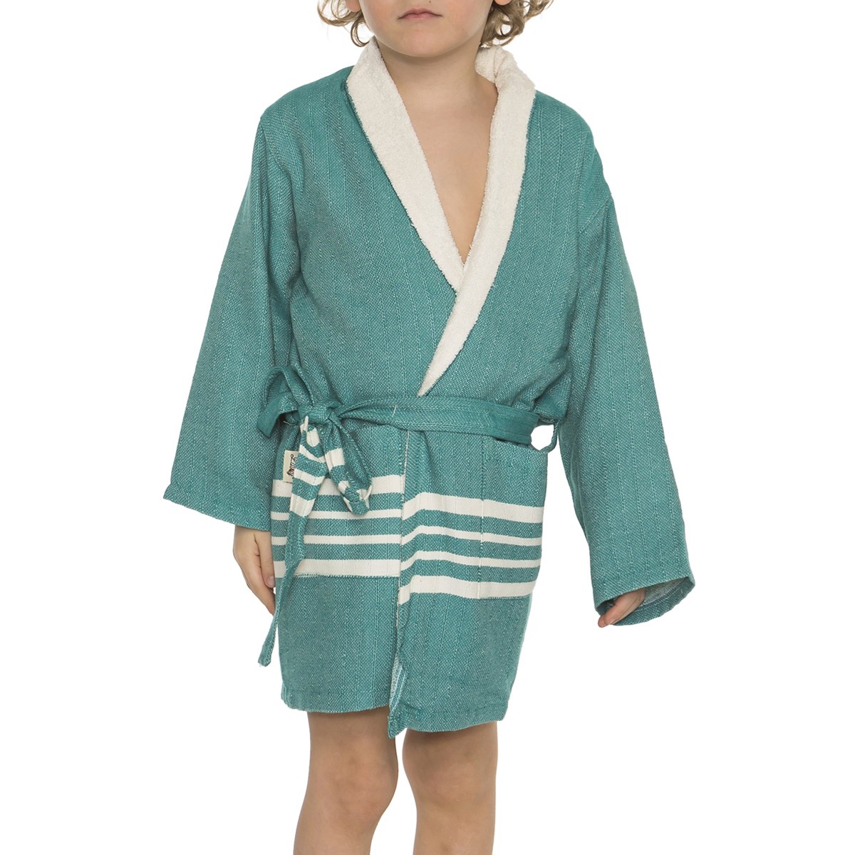 Krem Sultan with Terry Lining Kids Bathrobe Fanfare Green
