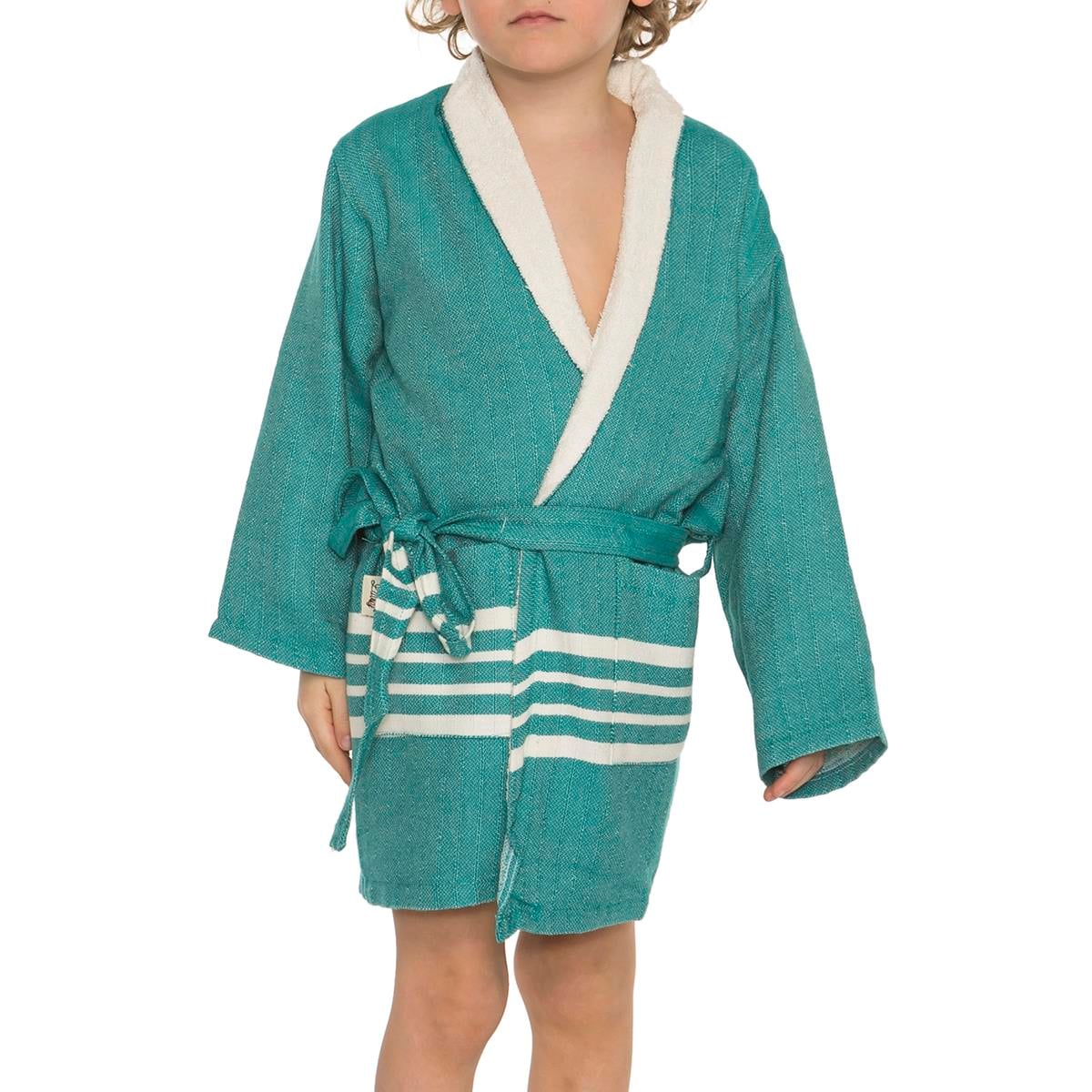 Krem Sultan with Terry Lining Kids Bathrobe Fanfare Green