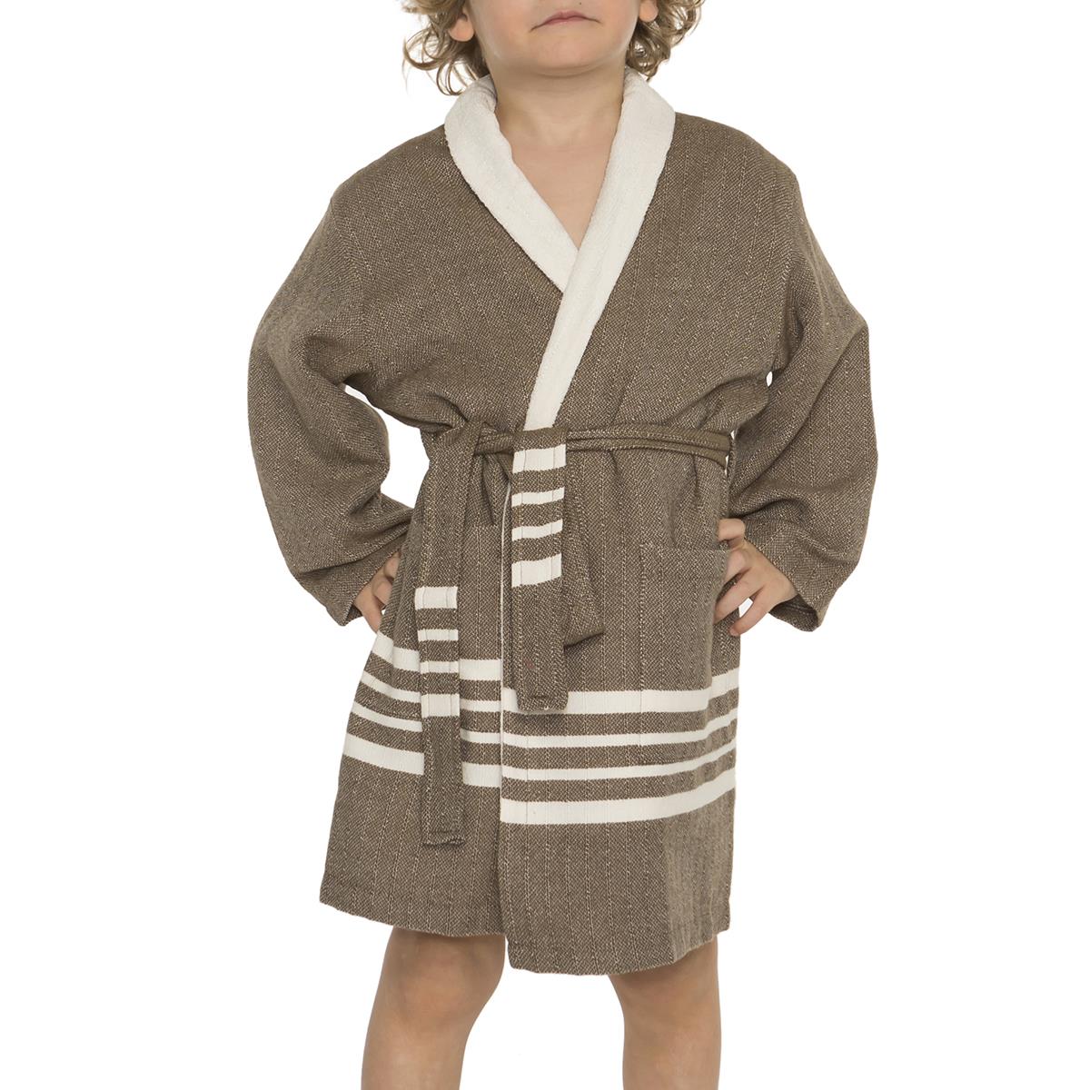 Krem Sultan with Terry Lining Kids Bathrobe Khaki