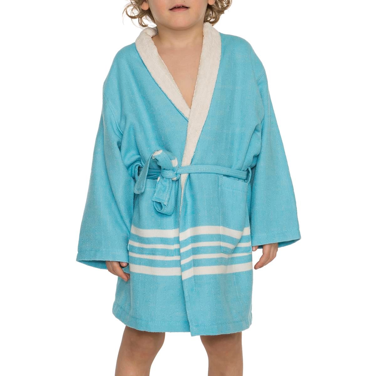 Krem Sultan with Terry Lining Kids Bathrobe Turquoise