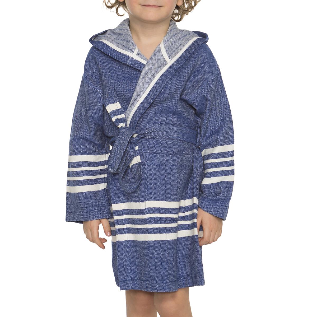 Krem Sultan with Hood Kids Bathrobe Royal Blue