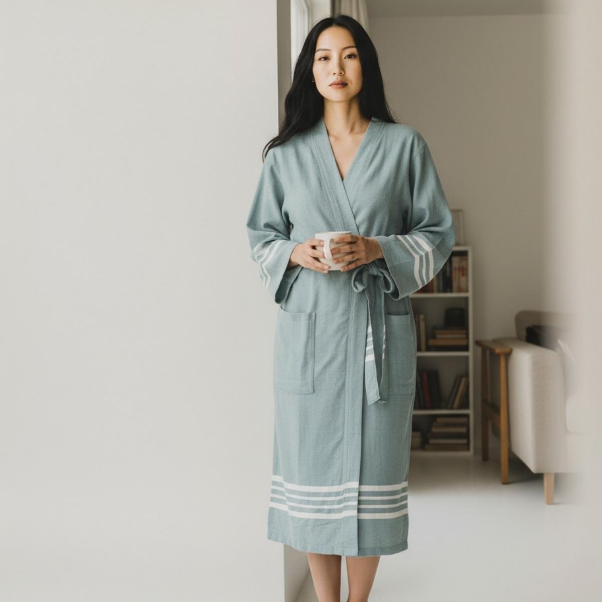 Krem Sultan Bathrobe Kimono Almond Green