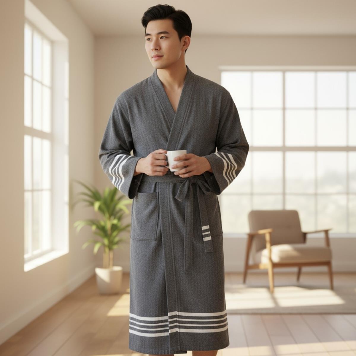 Krem Sultan Bathrobe Kimono Black