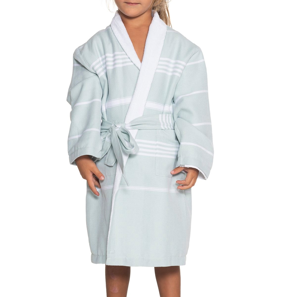 Leyla with Terry Lining Kids Bathrobe Mint Green