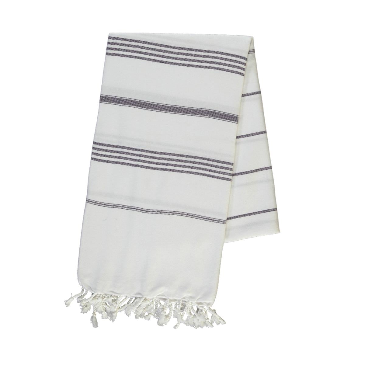 Leyla Peshtemal White - Dark Purple