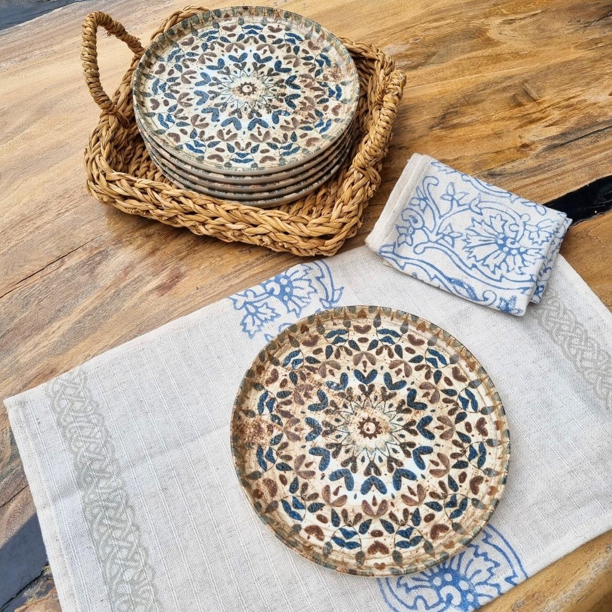 Kitchen cloth - Hand Printed Napkin Blue