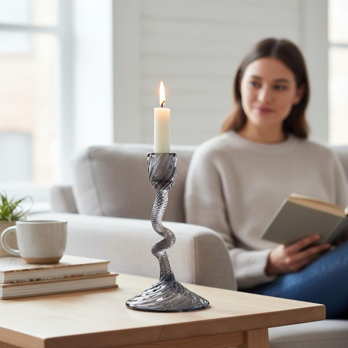 Obje Şamdan Mürdüm Ev Aksesuarı Doğaçlama 01