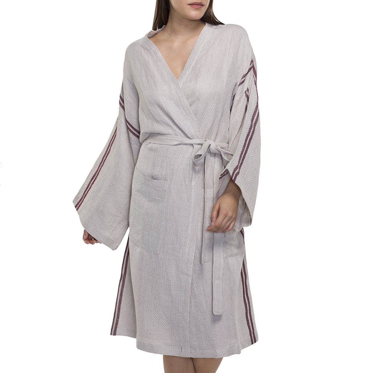 Honeycomb Dressing Gown Dark Grey - Bordeaux