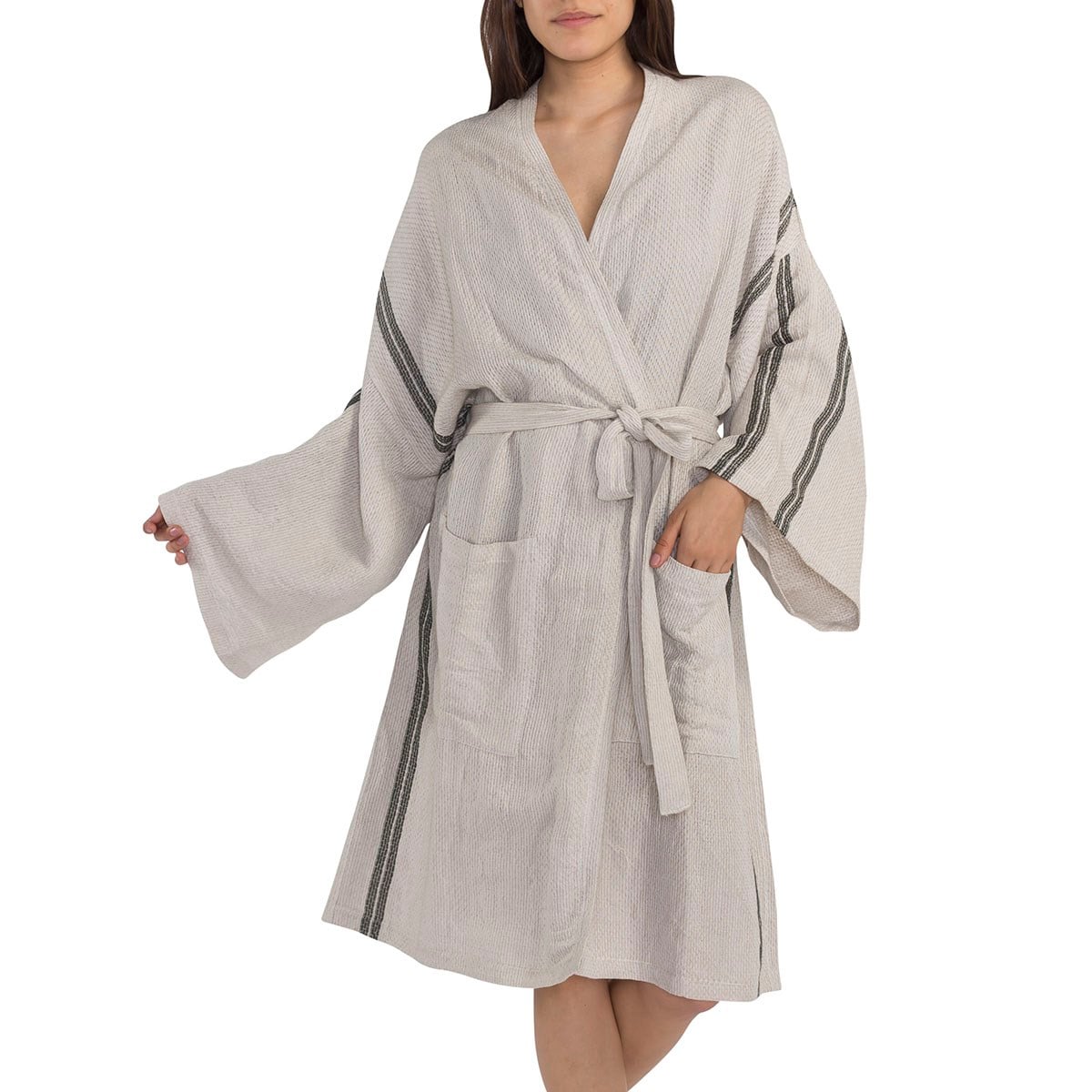 Honeycomb Dressing Gown Dark Grey - Khaki
