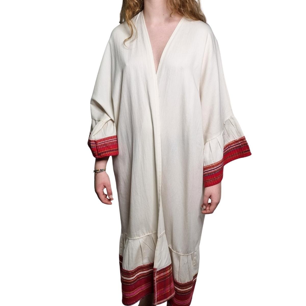 Satin Caftan Natural - Bordeaux