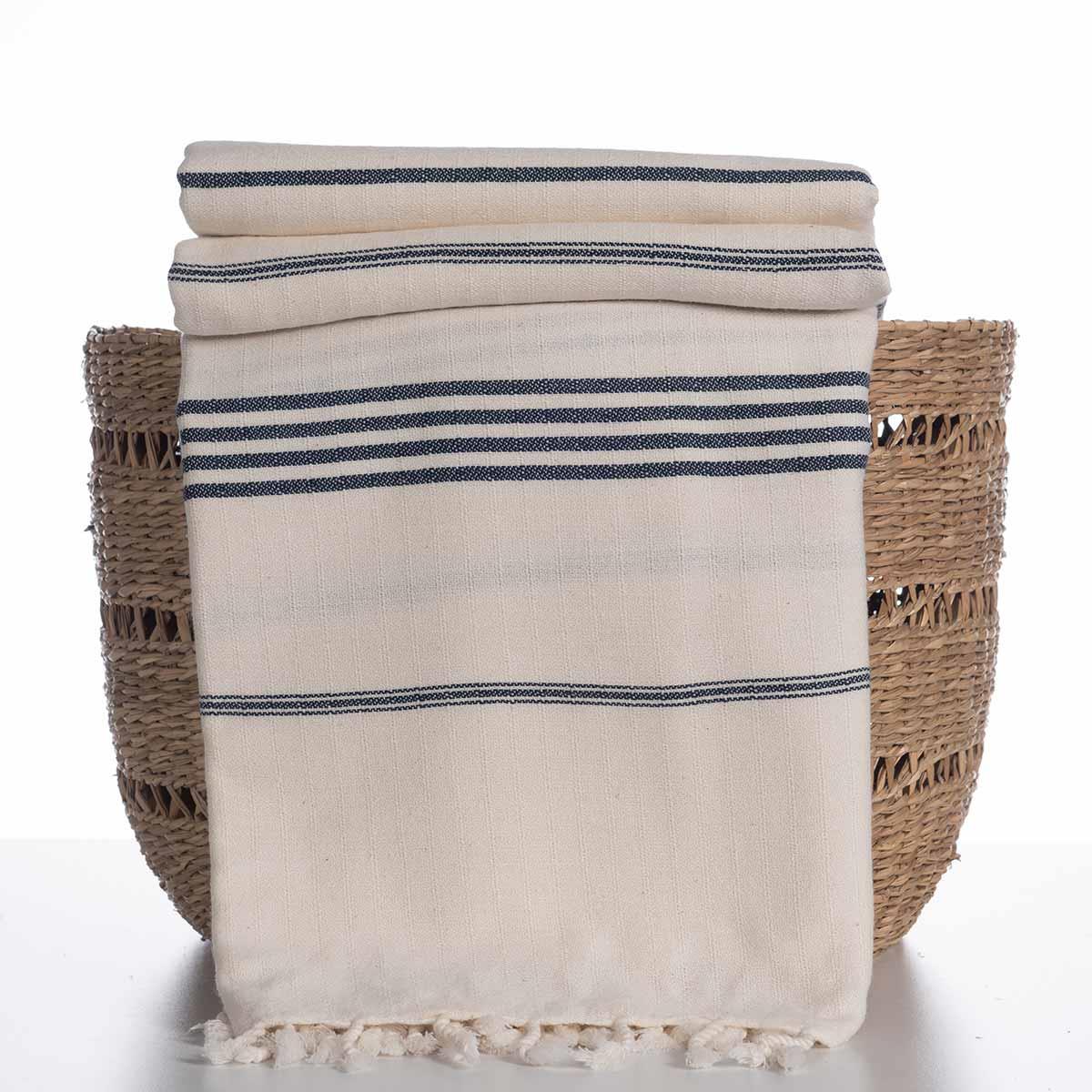 Sultan CP Pike ve Koltuk Şalı Ham - Lacivert