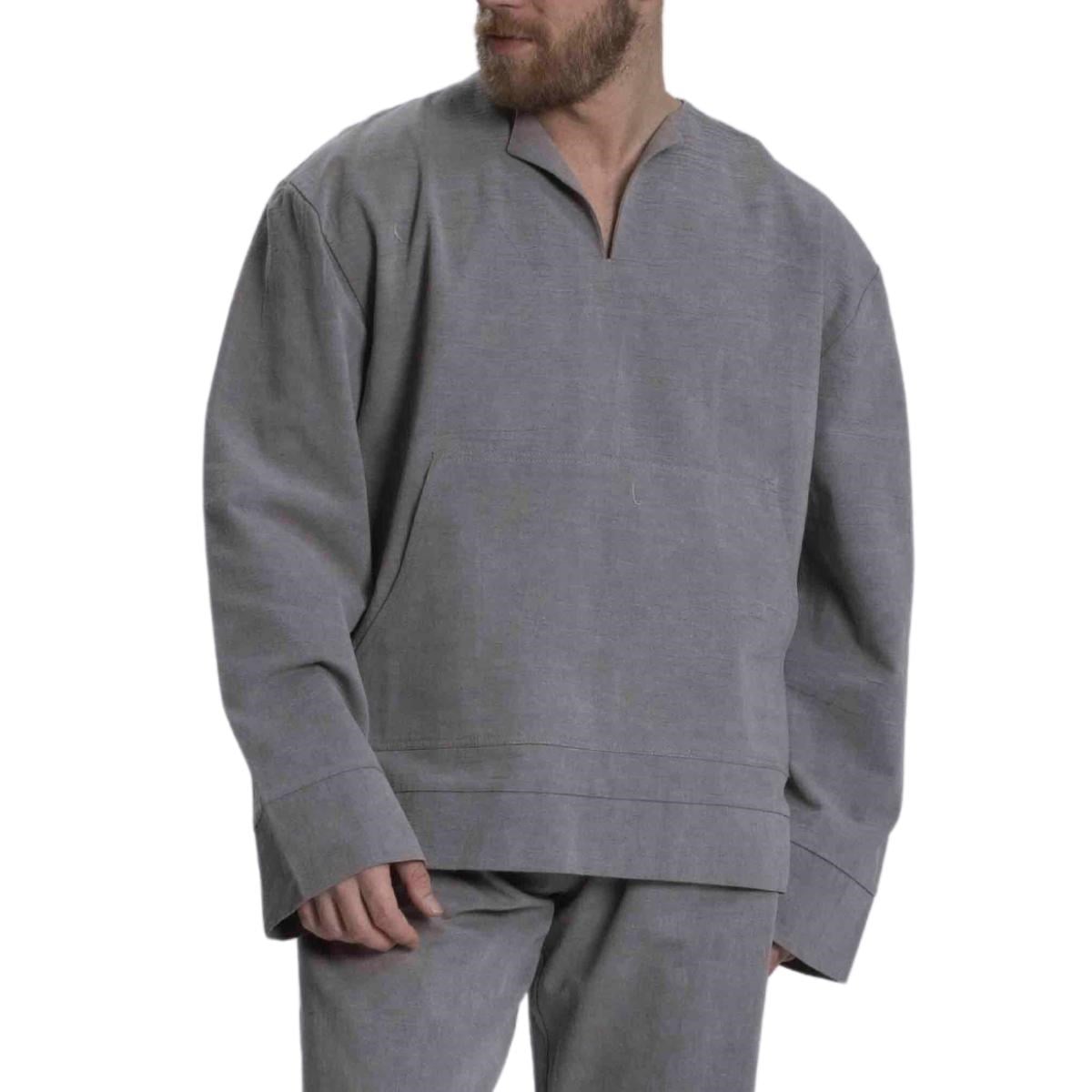 Taş Baskı Bluz Koyu Gri