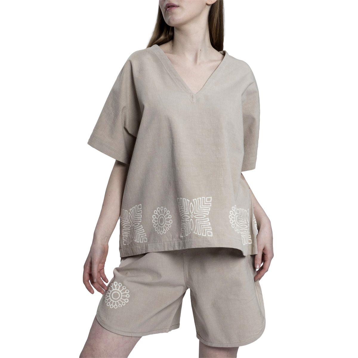 Stone Printed Blouse Taupe