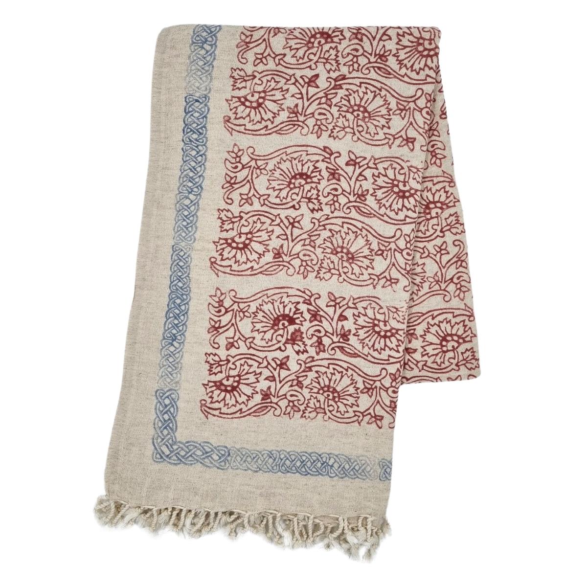 Hand Printed Throw Blue - Bordeaux