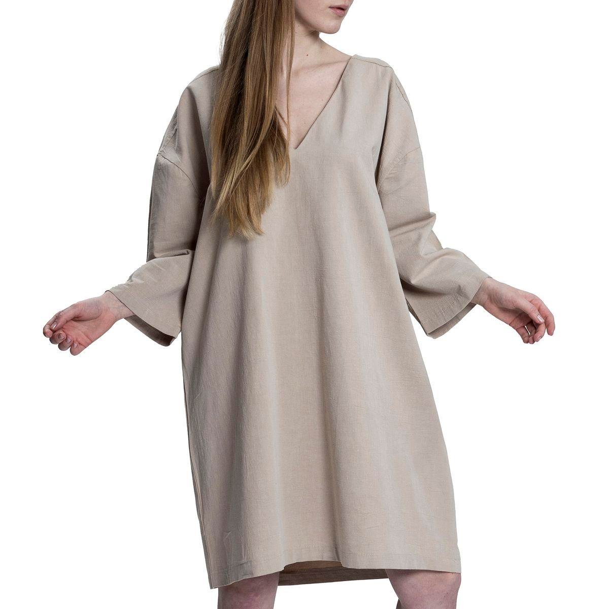 Stone Print Tasseled Dress Taupe