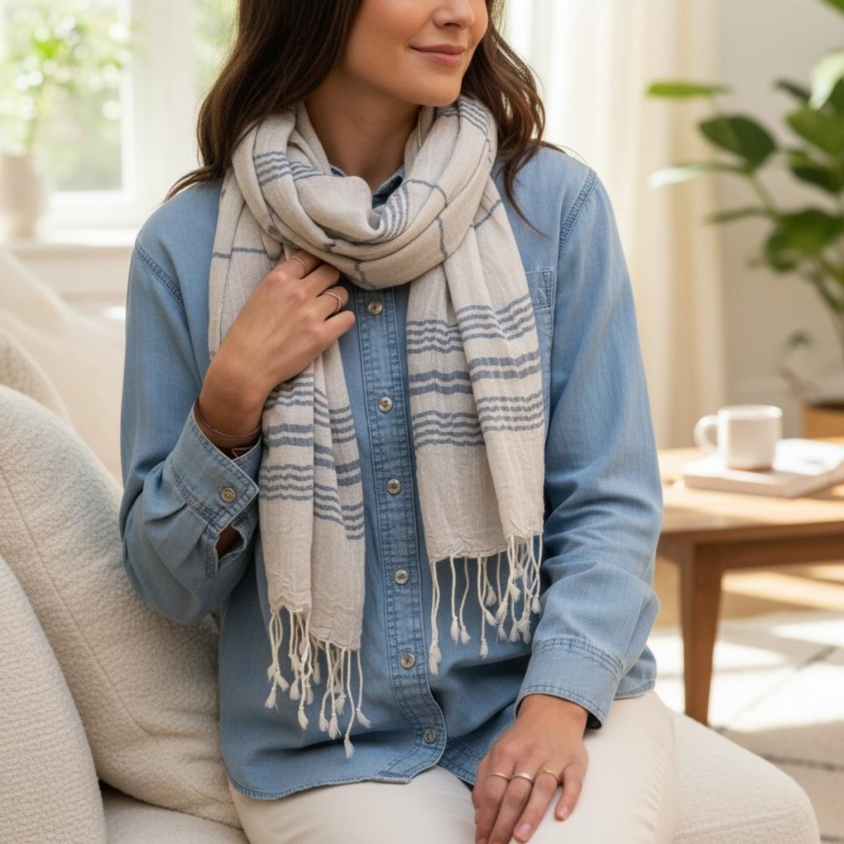 Toprak Peshtemal Taupe - Navy