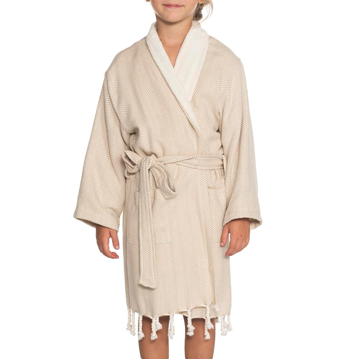 Zigzag Kids Bathrobe Beige