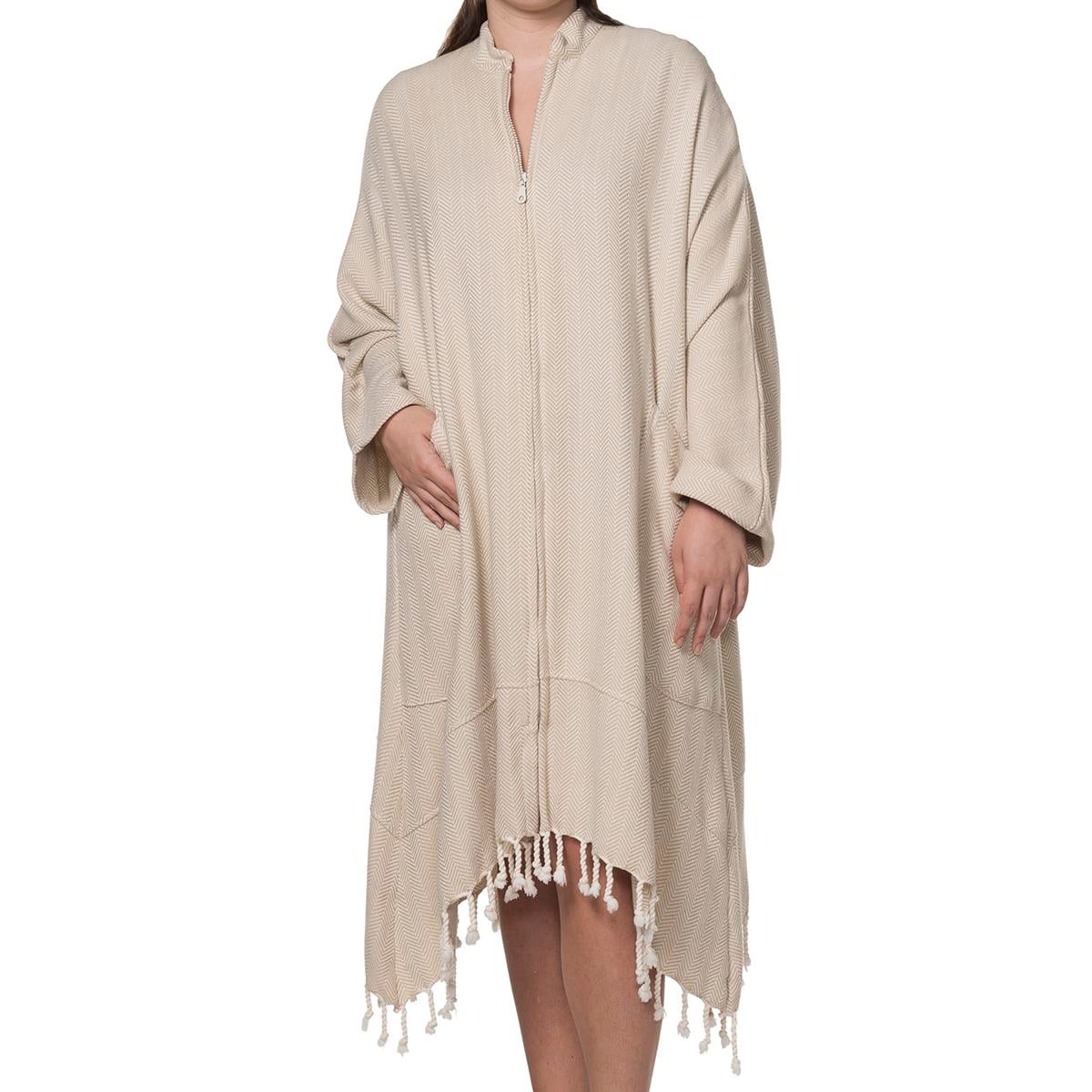 Zigzag Dressing Gown Beige