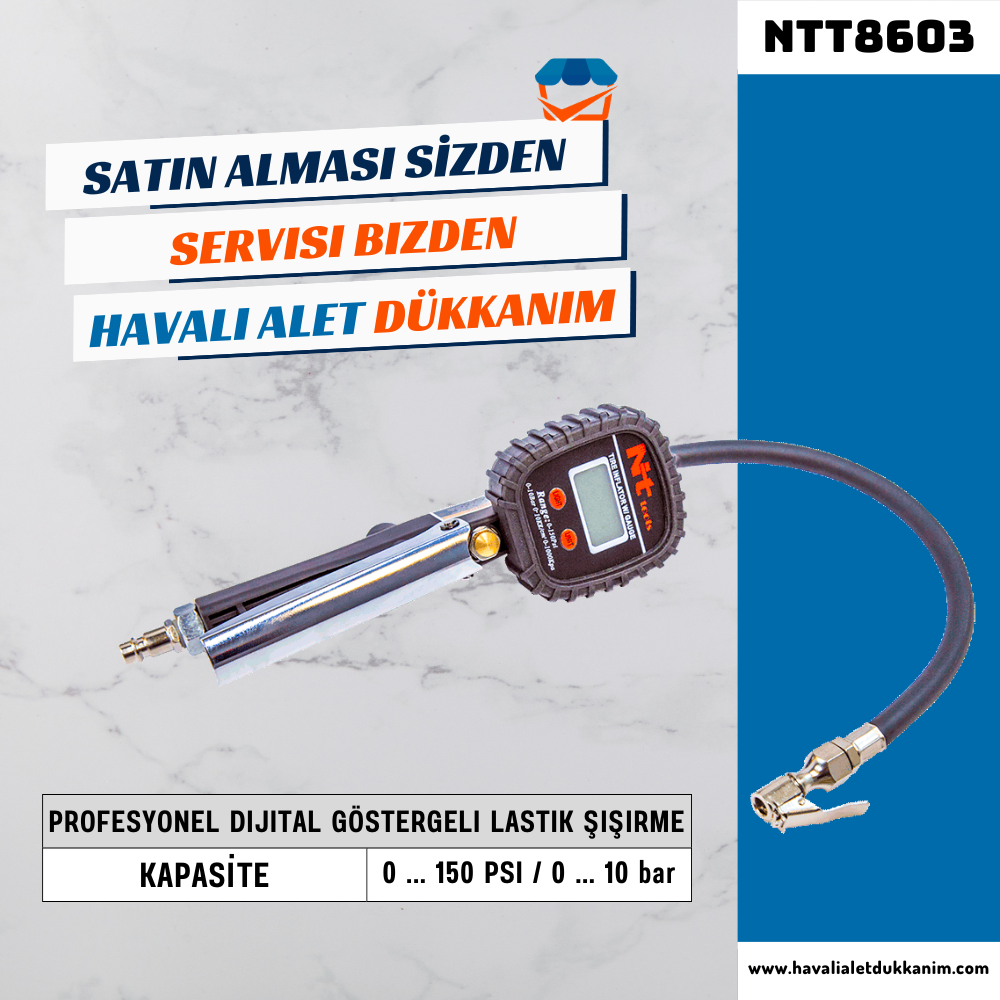 NT Tools NTT8603 Profesyonel Dijital Göstergeli Lastik Şişirme