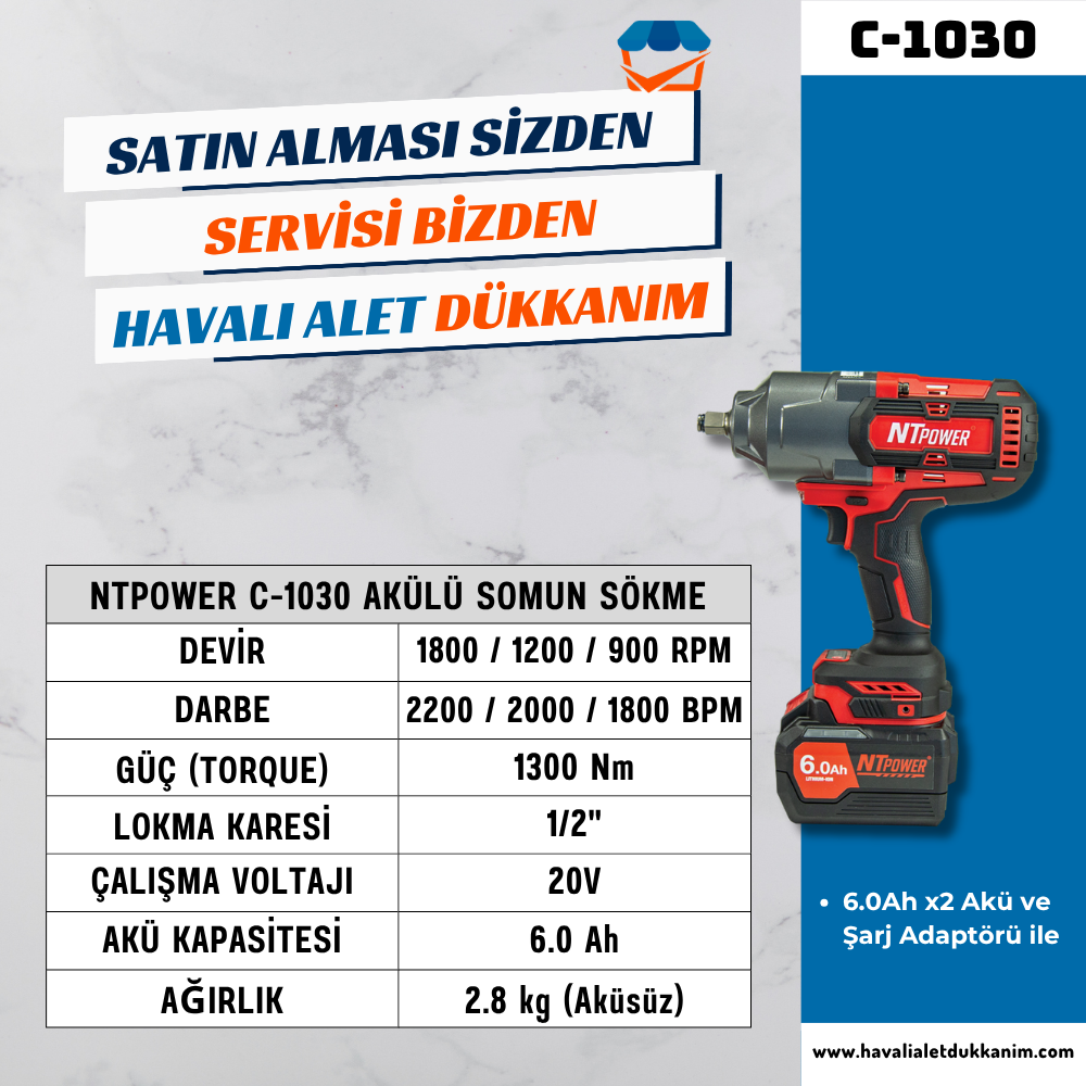 NTPOWER C-1030 Akülü Somun Sökme 1/2