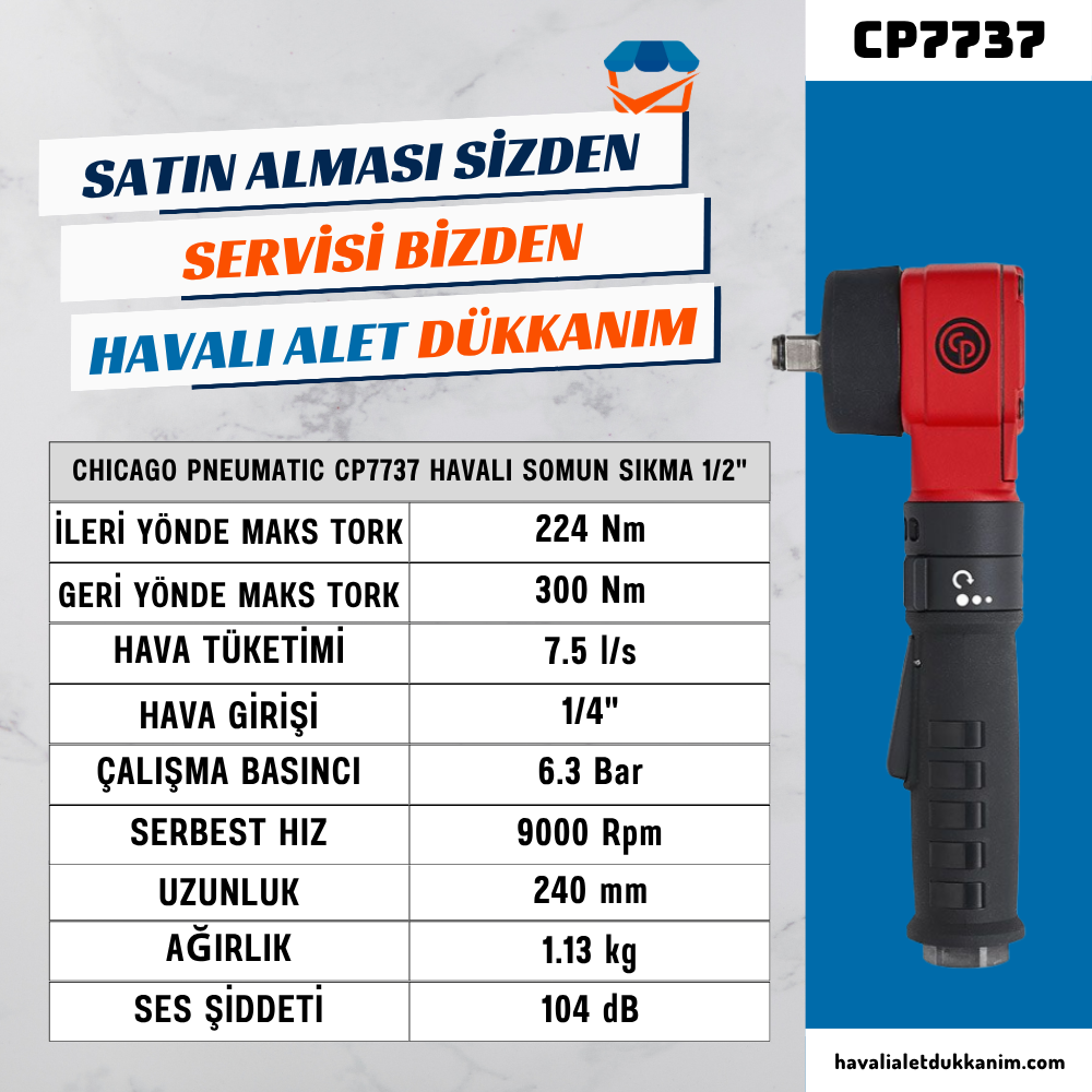Chicago Pneumatic CP7737 Havalı Somun Sıkma 1/2