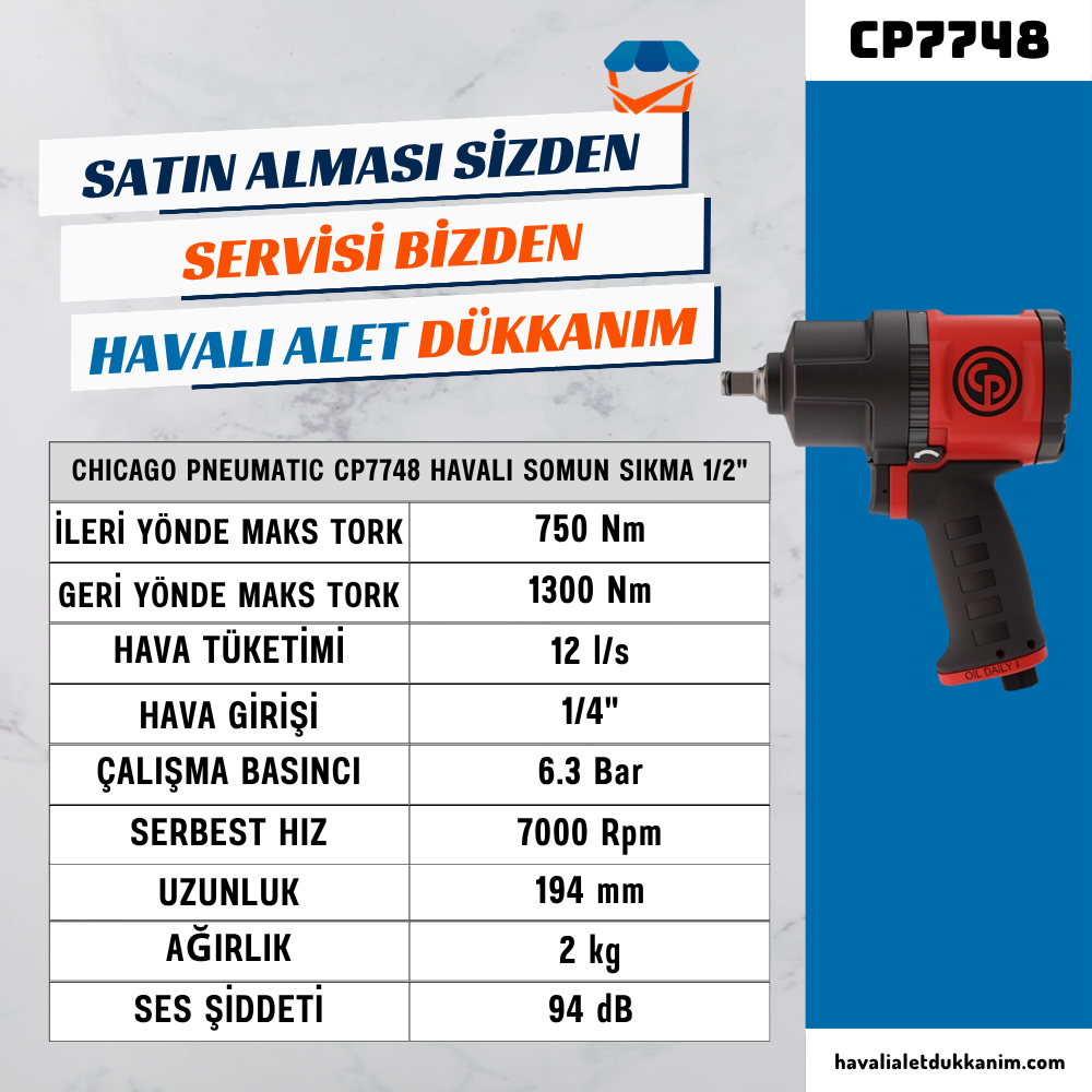 Chicago Pneumatic CP7748 Havalı Somun Sıkma 1/2