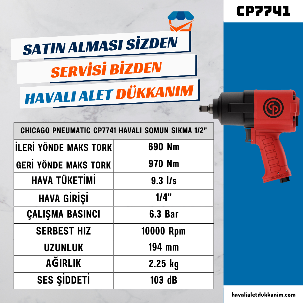 Chicago Pneumatic CP7741 Havalı Somun Sıkma 1/2