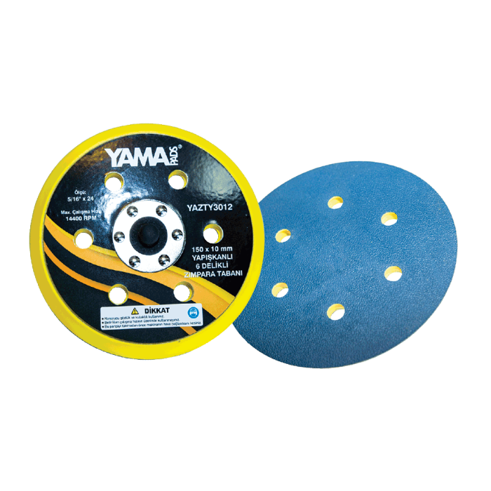 6.0inç 150x10 mm. 6 Delikli Yapışkanlı Zımpara Tabanı