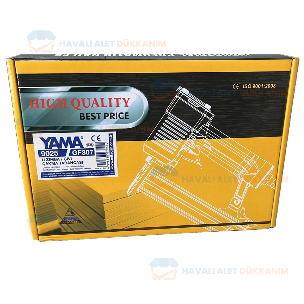 YAMA YAT-9025-GF307 Havalı U Zımba Tabancası 12-25 mm