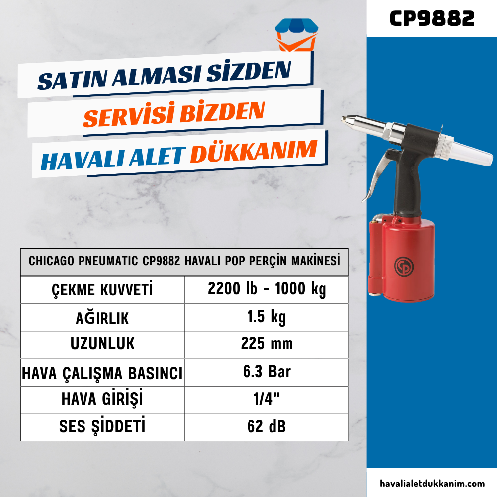 Chicago Pneumatic CP9882 Havalı Pop Perçin Makinesi 4.8 mm