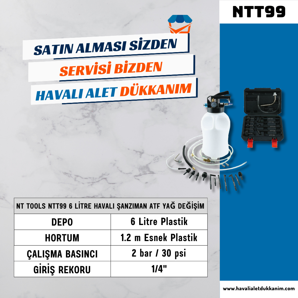 NT Tools NTT99 6 Litre Havalı Şanzıman ATF Yağ Değişim Kiti