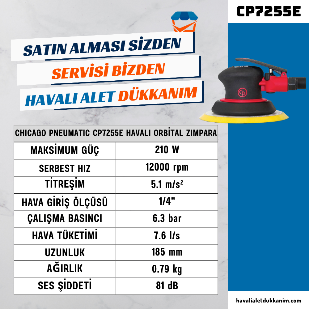 Chicago Pneumatic CP7255E Havalı Orbital Zımpara 150 mm