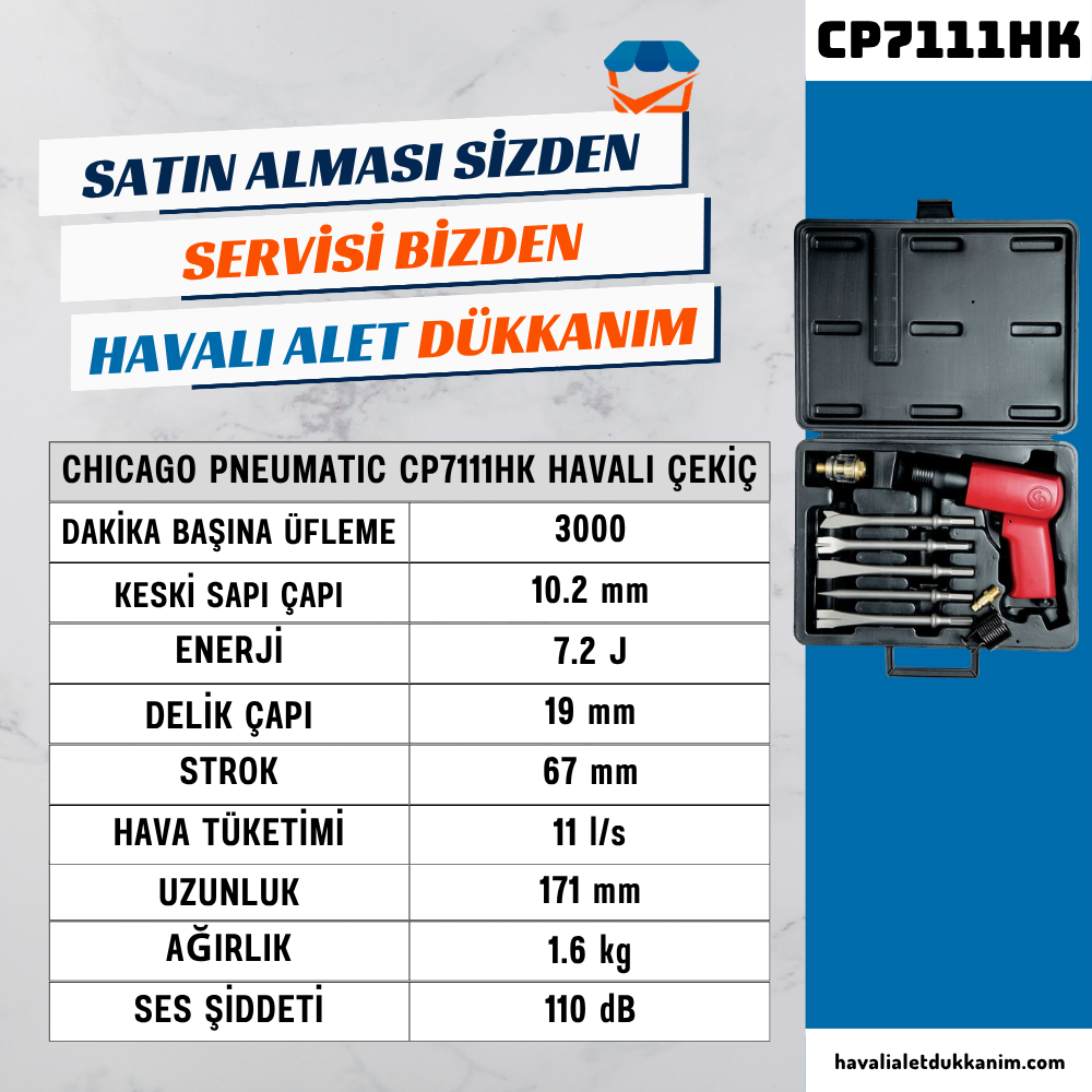 Chicago Pneumatic CP7111HK Havalı Çekiç 10.2 mm