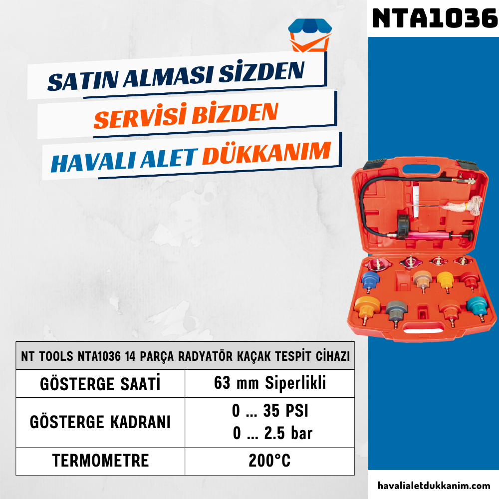 NT Tools NTA1036 14 Parça Radyatör Kaçak Tespit Cihazı