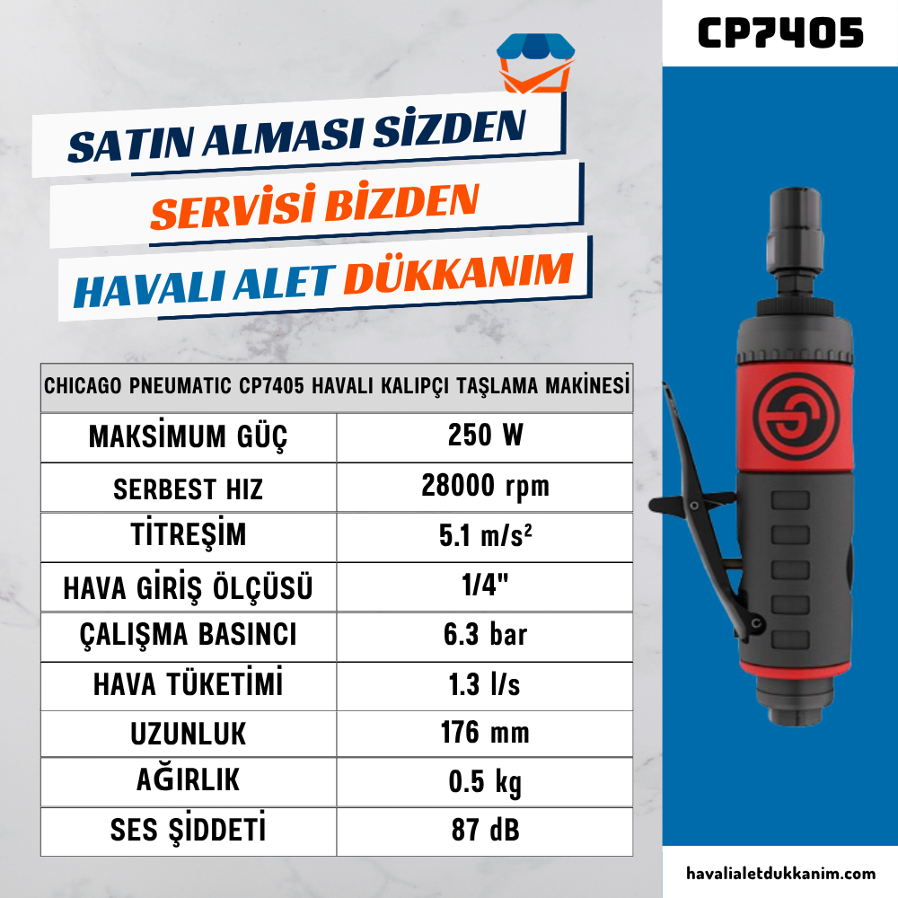 Chicago Pneumatic CP7405 Havalı Kalıpçı Taşlama Makinesi 1/4
