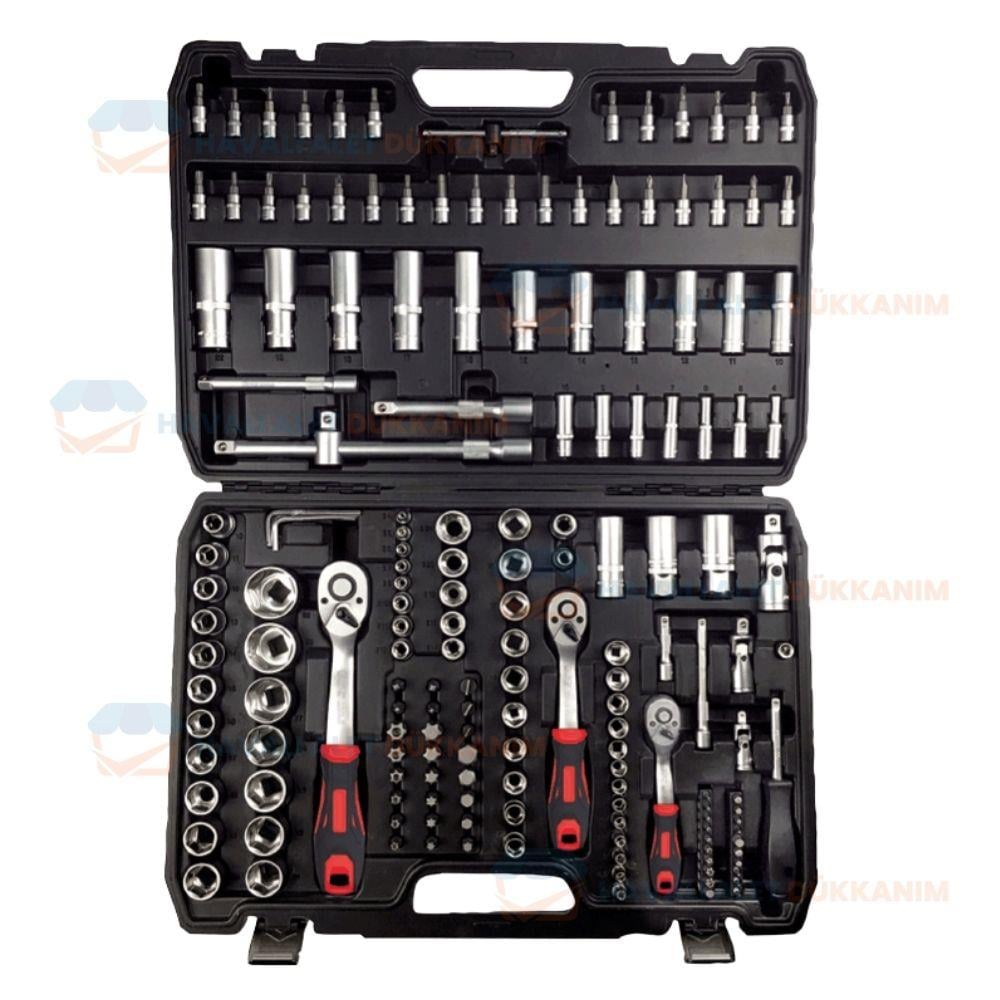 NT Tools NCSET173 173 Parça 1/4, 3/8 ve 1/2 CrV Bits & Altı Köşe Lokma Seti