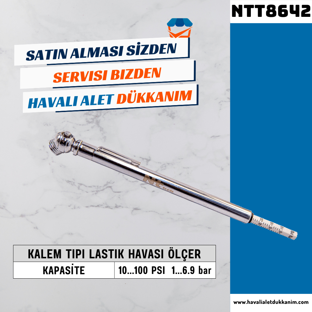 NT Tools NTT8642 100 PSI-Kalem Tipi Lastik Havası Ölçer